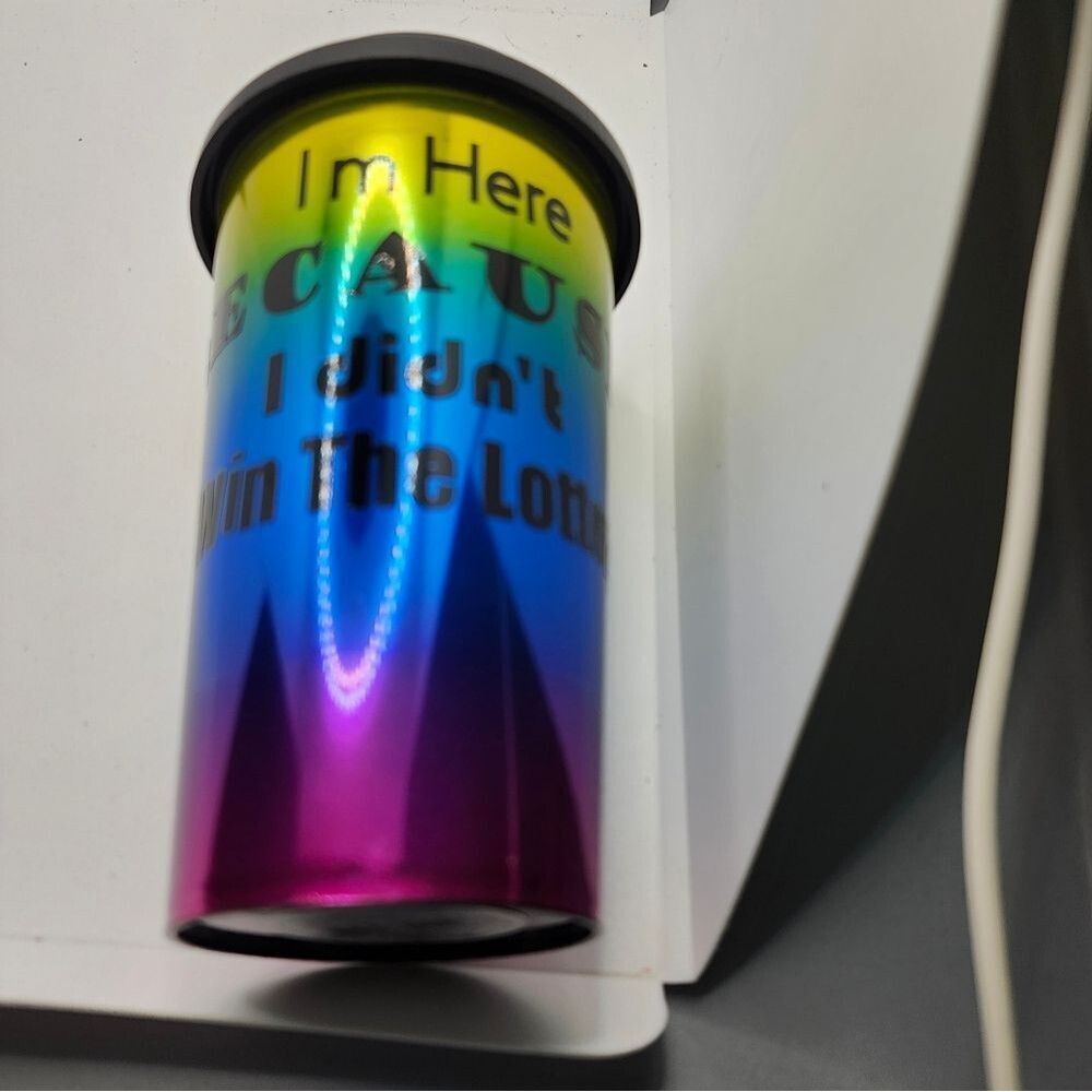 Handcrafted Mainstays Rainbow Travel Coffee Tumbler Funny Lottery Quote